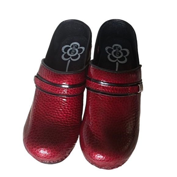 SANITA ORIGINAL DANISH CLOG red mock croc glossy SLIP ON Shoes ladies 37 -6.5 - Picture 2 of 8